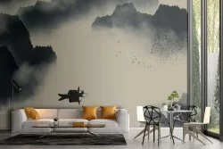 Carta da Parati paesaggio barca tra le nuvole