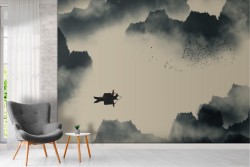 Wallpaper landscape boat among the clouds