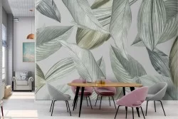 Green leaves nature modern design wallpaper