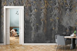 Natural Cement Leaves Wallpaper