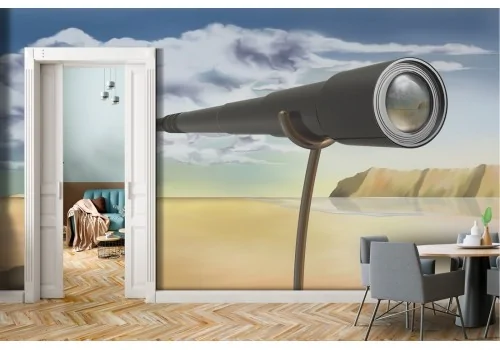 Abstract painted wallpaper man in the desert