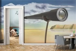 Abstract painted wallpaper man in the desert