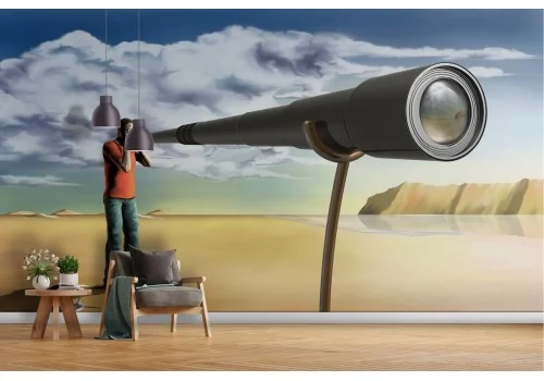 Abstract painted wallpaper man in the desert 2