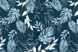 Carta da Parati foglie tropicali blu desing moderno