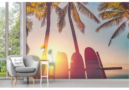 Tropical landscape wallpaper ocean surfboards 2