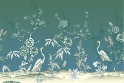 Tropical plants and animals wallpaper illustration