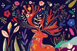 Animal deer illustration children's wallpaper