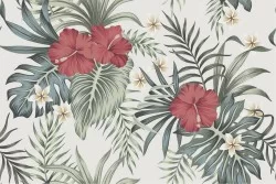Red flowers and tropical leaves nature wallpaper
