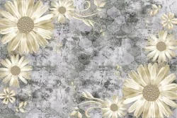 Carta da Parati fiori bianchi superficie cemento vintage