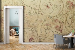 Wallpaper climbing flowers vintage nature yellow gold