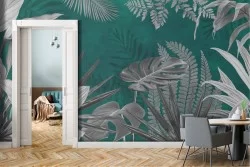 Tropical leaves nature wallpaper vintage design