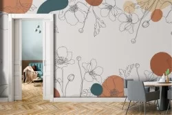 Carta da Parati fiori stilizzati natura design vintage