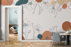Wallpaper stylized flowers nature vintage design