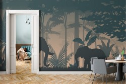 Elephants nature tropical design wallpaper