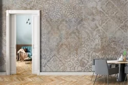 Vintage geometric and floral wallpaper decoration