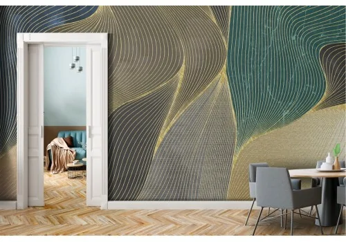 Carta da Parati foglie astratte righe natura luxury 2