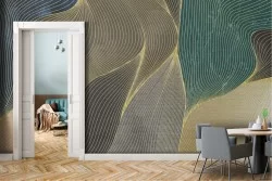 Carta da Parati foglie astratte righe natura luxury