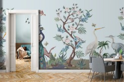 Carta da Parati pavoni animali natura vintage