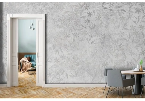 Vintage nature stylized leaves wallpaper grey 2