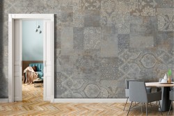 Wallpaper with vintage geometric tile surface
