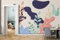 Carta da Parati natura astratta con donna silhouette