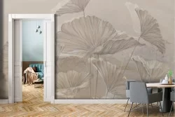 Vintage nature leaves wallpaper marble surface