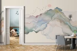 Abstract landscape wallpaper watercolor mountains