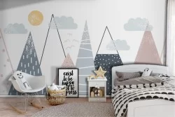 Children's Wallpaper stylized mountain landscape