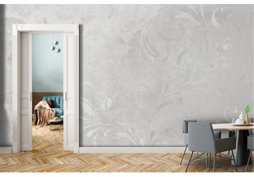 Wallpaper with stylized leaves on a vintage marble surface 2