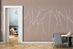 Carta da Parati foglie stilizzate natura luxury oro