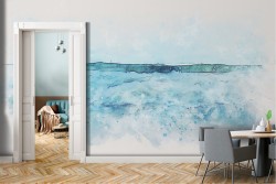 Watercolor sea landscape wallpaper