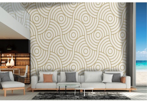 Wallpaper with stylized circles geometric stripes