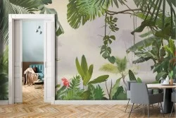 Tropical forest landscape wallpaper illustration