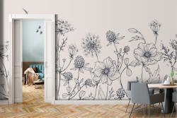 Vintage stylized nature flowers wallpaper