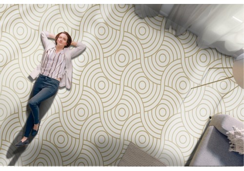 Wallpaper with stylized circles geometric stripes 2