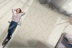 Wallpaper with stylized circles geometric stripes