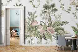 Abstract tropical nature wallpaper leaves flowers