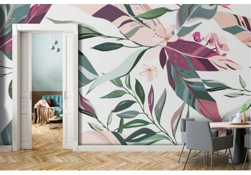 Carta da Parati foglie natura design moderno 2