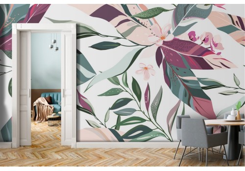 Wallpaper leaves nature modern design 2