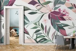 Wallpaper leaves nature modern design