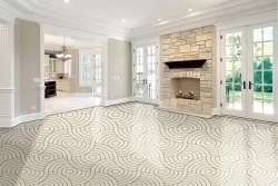 Oriental Zen Wallpaper with Stylized Stripes and Waves Vintage