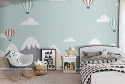 Carta da Parati mongolfiere e montagne paesaggio bambini