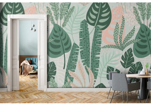 Tropical leaves wallpaper nature stylized green decoration 2