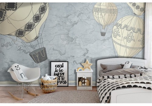 Hot air balloons children's illustration wallpaper 2