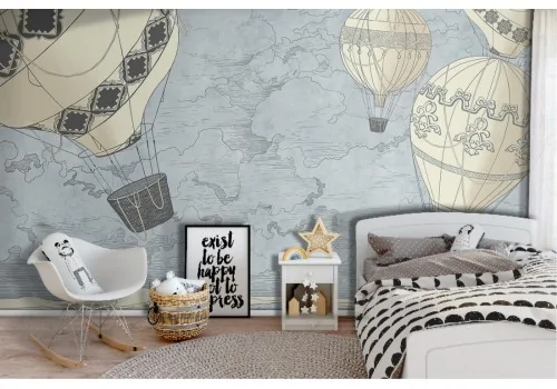 Hot air balloons children's illustration wallpaper 2