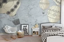 Hot air balloons children's illustration wallpaper