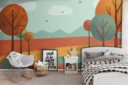 Carta da Parati paesaggio natura bambini alberi