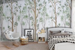 Wallpaper illustration children forest trees