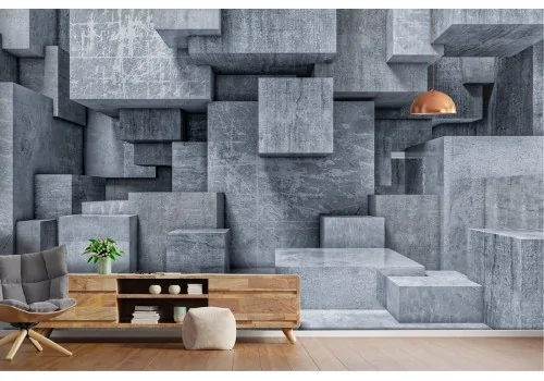 3D Concrete Block Wallpaper Surface