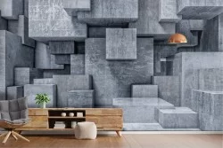 3D Concrete Block Wallpaper Surface